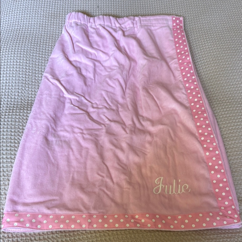 Pink Towel Wrap with Polka Dot Edge